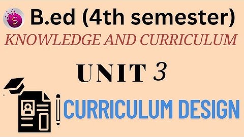 Curriculum design and its components/ unit 3 / creating an inclusive school / b.ed /4th semester