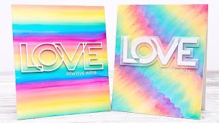 Technique: Rainbow Alcohol Ink Love Cards