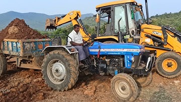 JCB 3dx machine video || powertrac tractor || JCB machine loading mud at Tractor || SSS AGRITECH