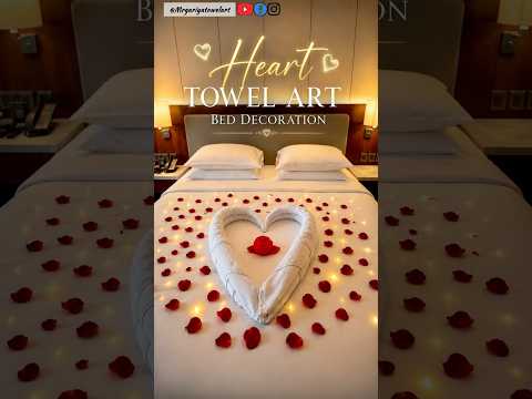 ❤️ Heart Towel Art Bed Decoration | Easy Hotel Room Setup Tutorial ❤️
