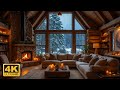 Warm Piano Music &amp; Fireplace | Cozy Winter Living Room Ambience with Peaceful Snowfall ❄️🔥