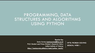 [NPTEL: noc25_cs59] Programming, Data Structures And Algorithms Using Python, Week 1