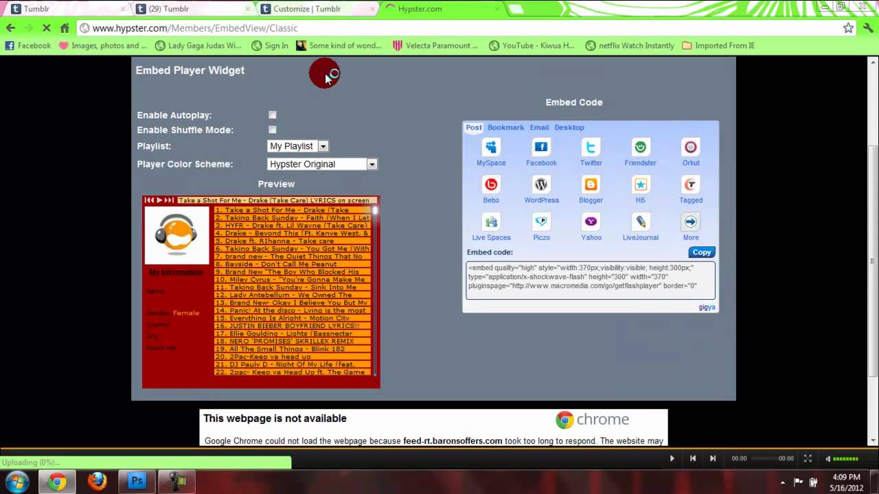 Adding a hypster music player to your tumblr tutorial YouTube