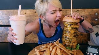 THE TALLEST BURGER I'VE EVER SEEN | BRIGHAM BURGER CHALLENGE