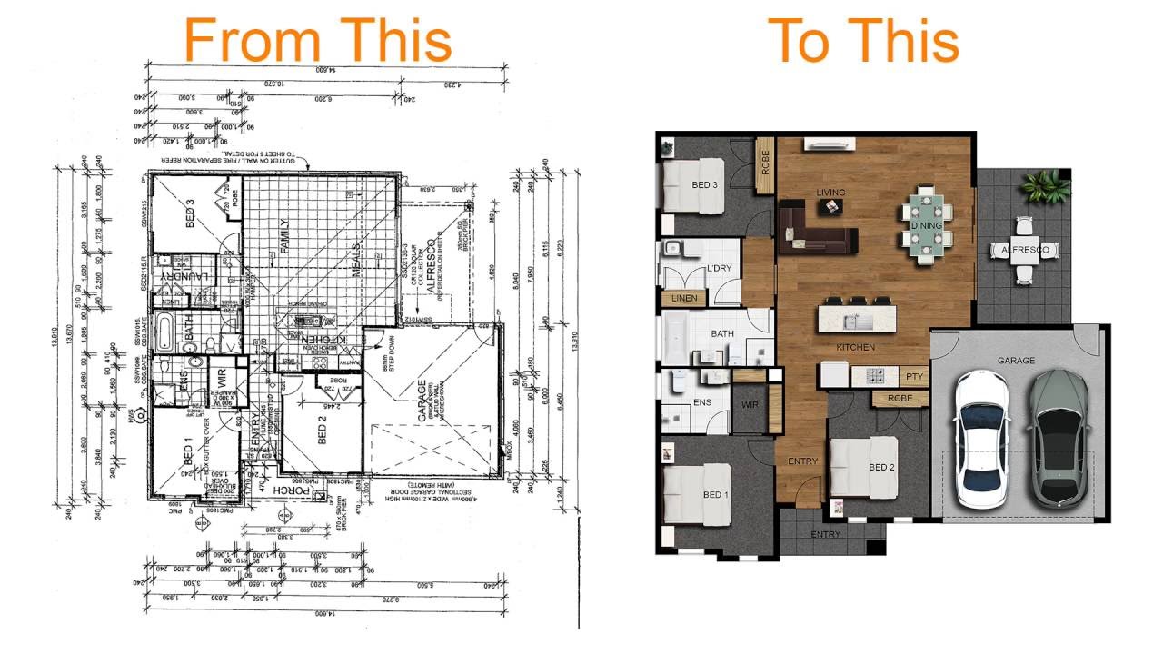 How to create a 2D colour floor plan  or rendered floor 