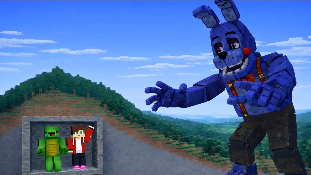 FNAF BONNIE vs JJ and Mikey glass bunker! – Maizen
