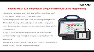 2016 Landrover Range Rover Evoque PSM Module Online Programming
