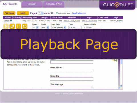 ClickTale - How to playback a visitor's browser session?