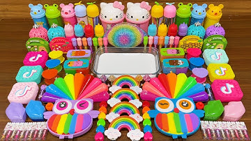RAINBOW OWL!!! Mixing random intoGLOSSY slime !!!Satisfying Slime Video #174
