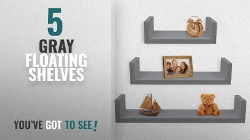 Top 10 Gray Floating Shelves [2018 ]: Greenco Set of 3 Floating U Shelves, Gray Finish