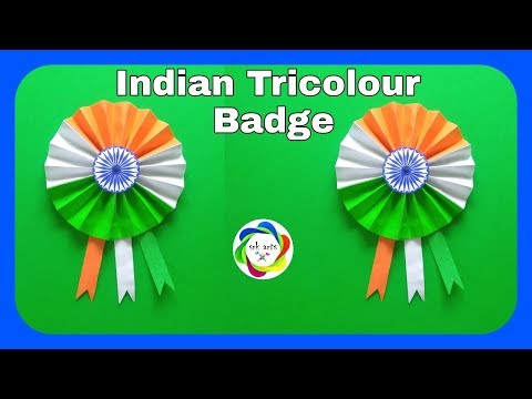 How to make Indian tricolour Badge||Independence day Badge||26January Badge||srk drawings||srk arts|