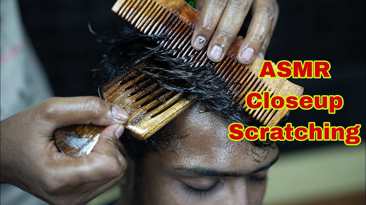 ASMR Closeup Head Scratching With Comb | Heavy Oil Closeup ASMR Comb Massage | Satisfying Scratching