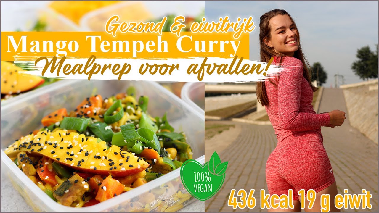 Gezonde MEALPREP om af te vallen: Mango Tempeh Curry!