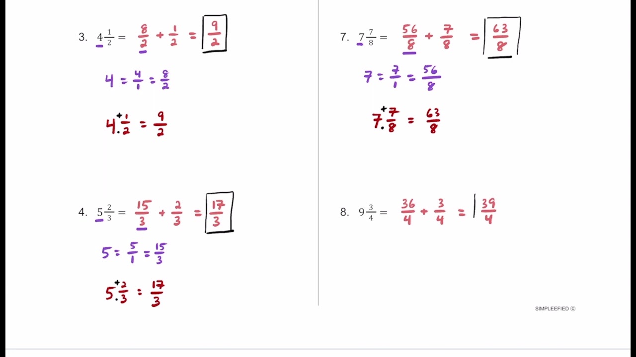 Rewriting Mixed Numbers Improper Fractions YouTube Rewriting Mixed Numbers Improper Fractions YouTube