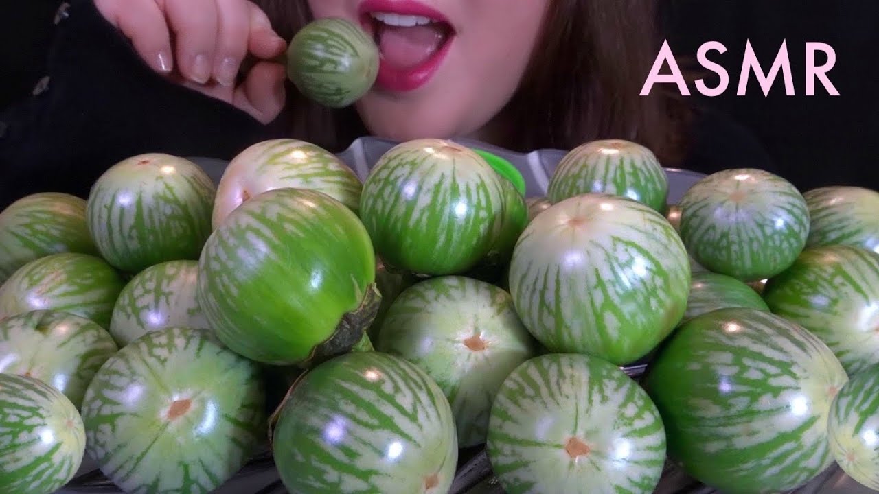 HEALTHY EATING ASMR Raw Thai Eggplant Platter - EXTREMELY SATISFYING Crunchy Eating Sounds!