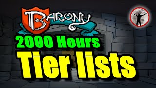 My Tier Lists after 2000 hours of playing barony