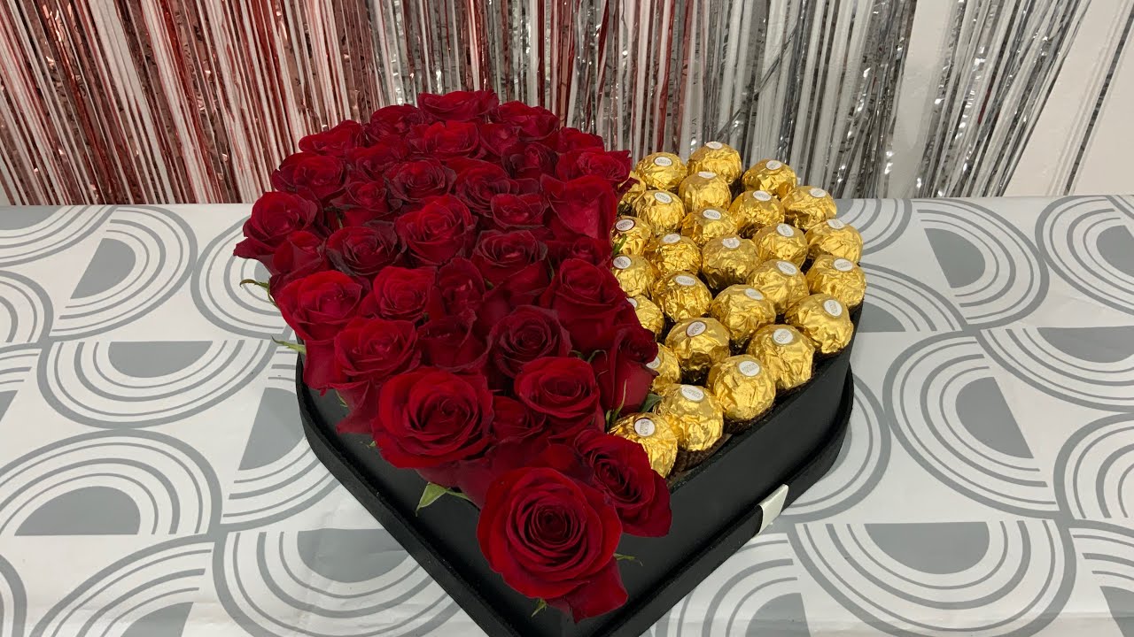 COMO HACER CORAZÓN DE ROSAS Y CHOCOLATES TECNICA DE PAVE /HOW TO DO HEART  OF ROSES AND CHOCOLATES - YouTube