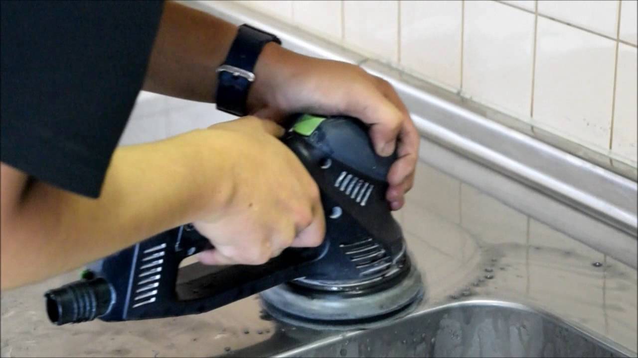 キッチン ステンレスシンク磨き ステンレス研磨 バイブレーション 仕上げ 台所 - YouTube