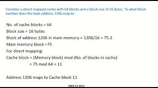 CO49g - Solved example 4 | Direct mapping | GATE