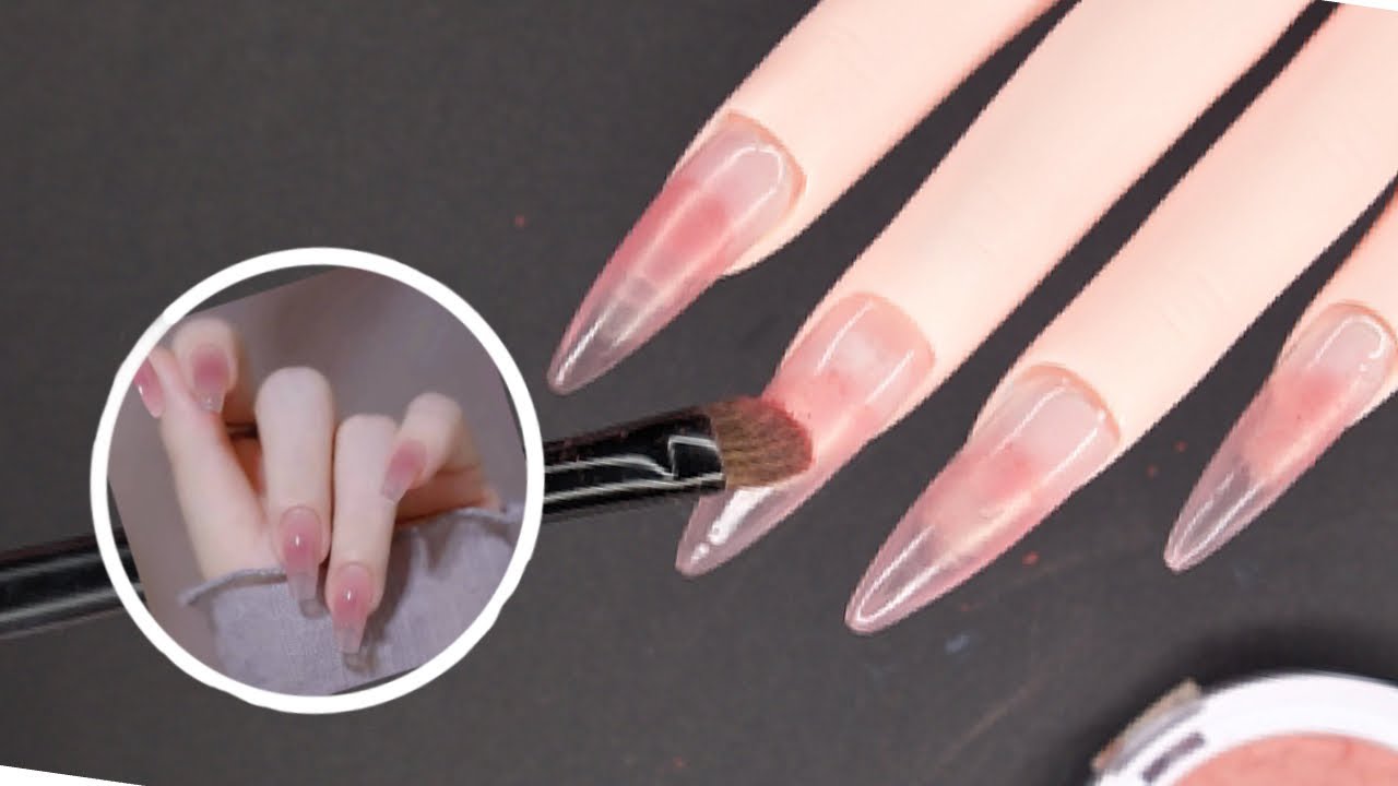 korean nails!😊how to do blush* Aurora nails* gel nail polish!🌸