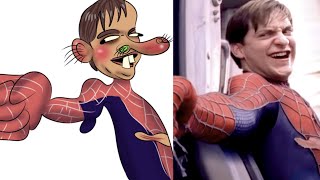 spider-man 2 Drawing meme - spider-man stops a train from crashing  - Hollywood movie drawing meme