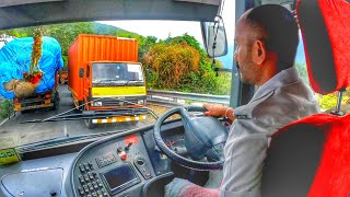 VOLVO bus Amazing control on dangerous Ghat road | Awesome KSRTC driver