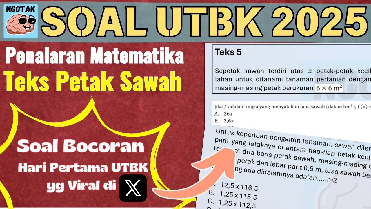 SOAL UTBK 2025 - BAHAS SOAL PENALARAN MATEMATIKA 2025 | TEKS PETAK SAWAH | NGOTAK