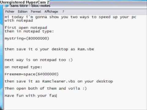 Use notepad to speed up your pc