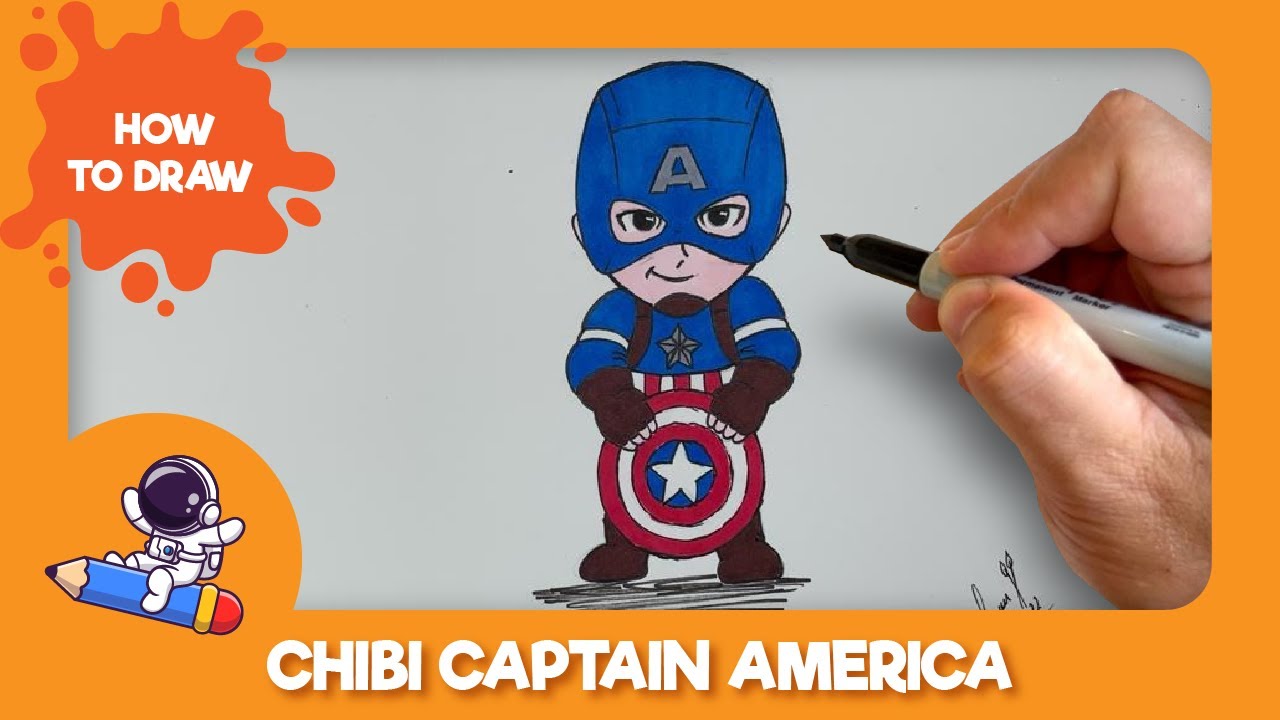 How to Draw Chibi Captain America - Easy