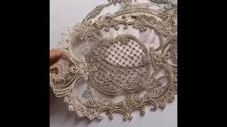 NEW oval black brown Lace Embroidery table place mat Christmas flower pad Cloth placemat cup coffee