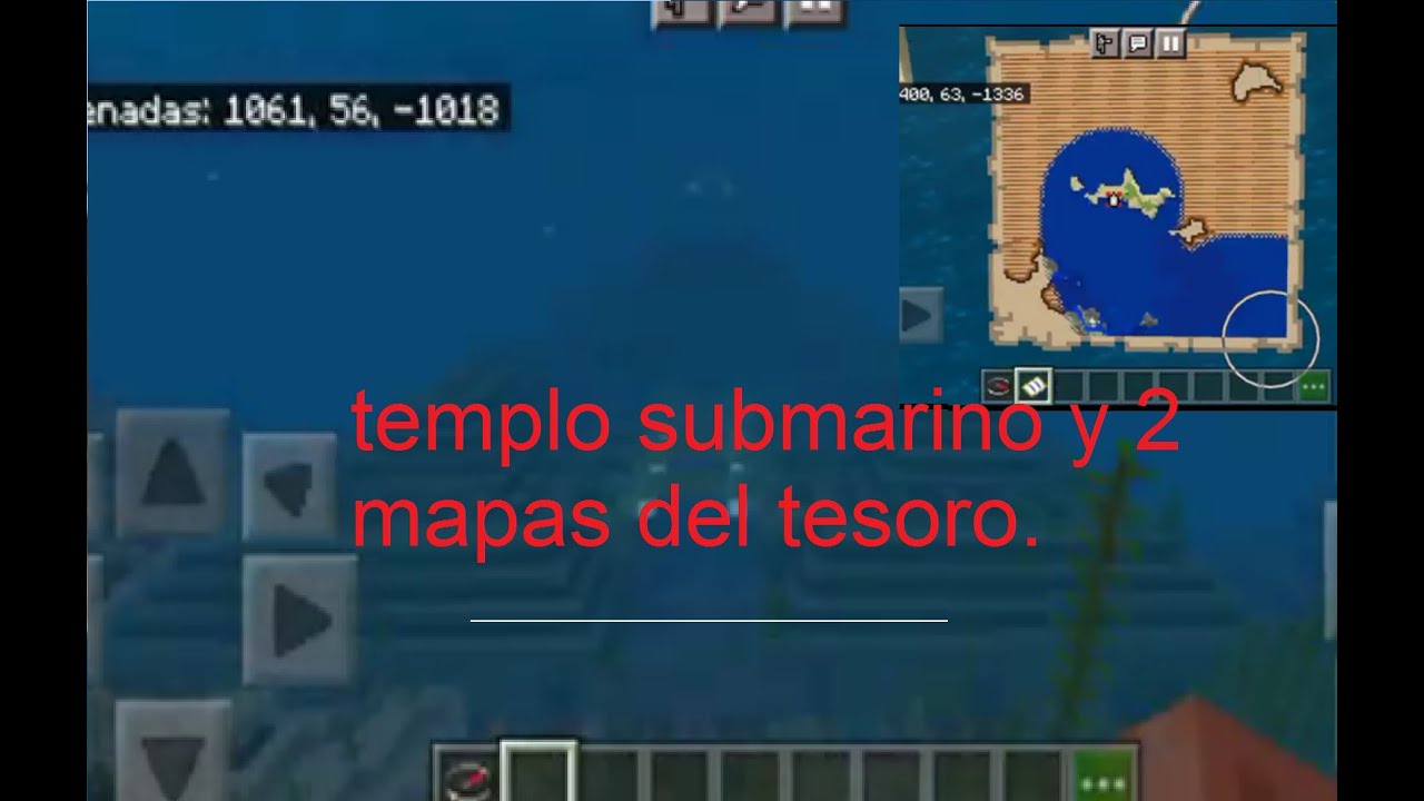 Semilla 10. Minecraft Bedrock 1.16. Templo submarino. 2 mapas del tesoro. Aldeas.