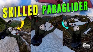 Paraglider Flying Close to His Surroundings