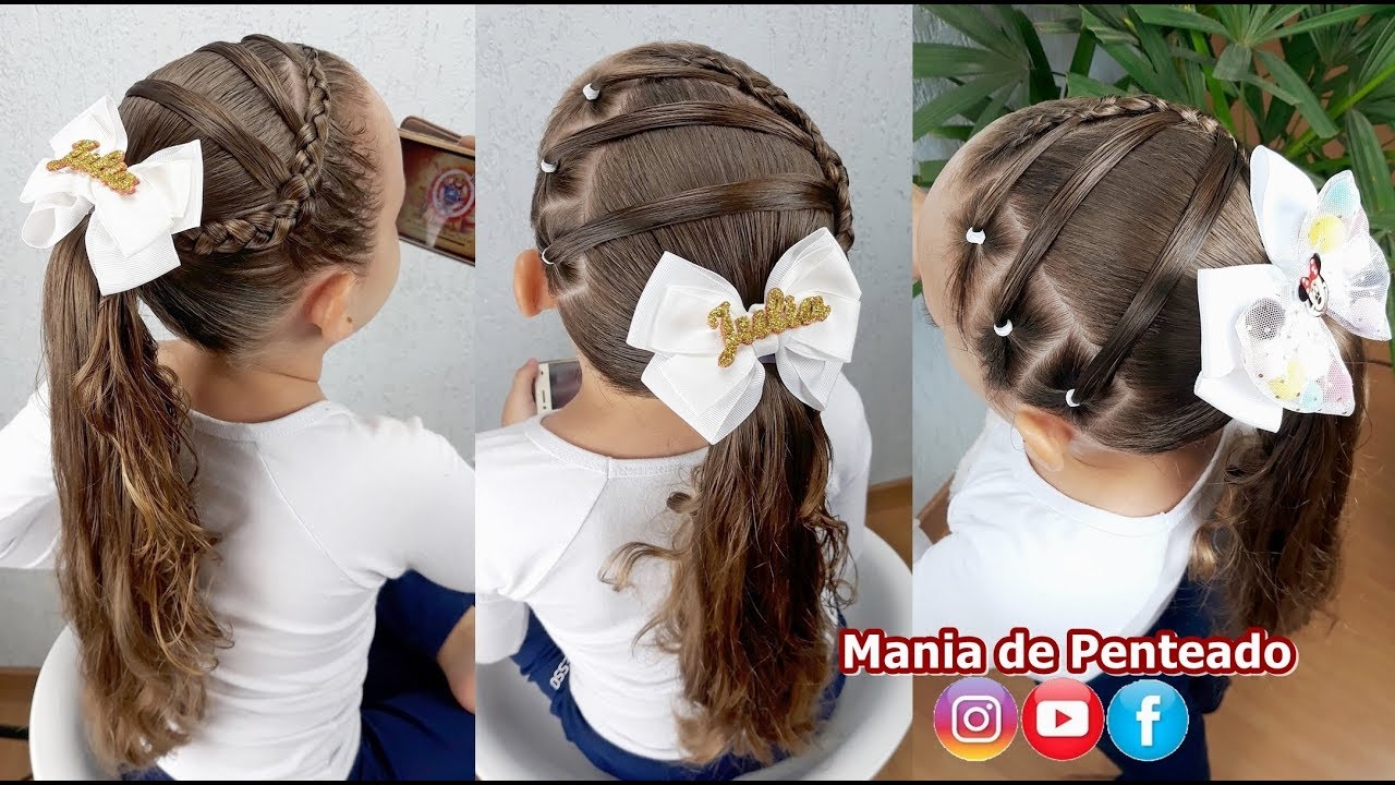 Penteado Infantil com liga e trança inversa | Ponytail hairstyle with  rubber band and braid for girl - thptnganamst.edu.vn