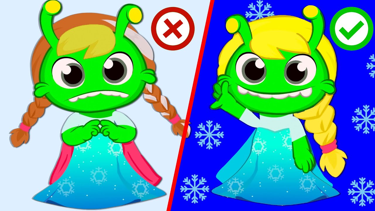 Groovy dresses up like Frozen for a costume contest for kids | Groovy the Martian educational video