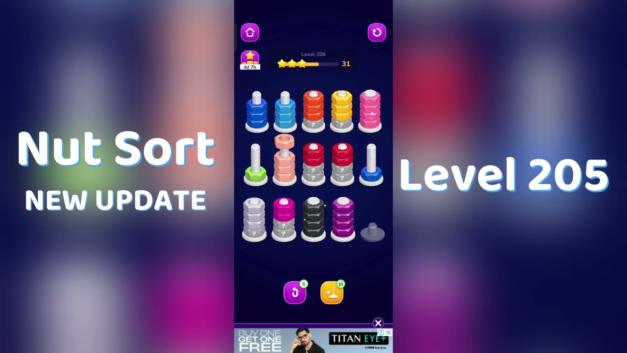 🧩 Nut Sort Level 206 Walkthrough | Step-by-Step Guide 🎮 | Mini Boss