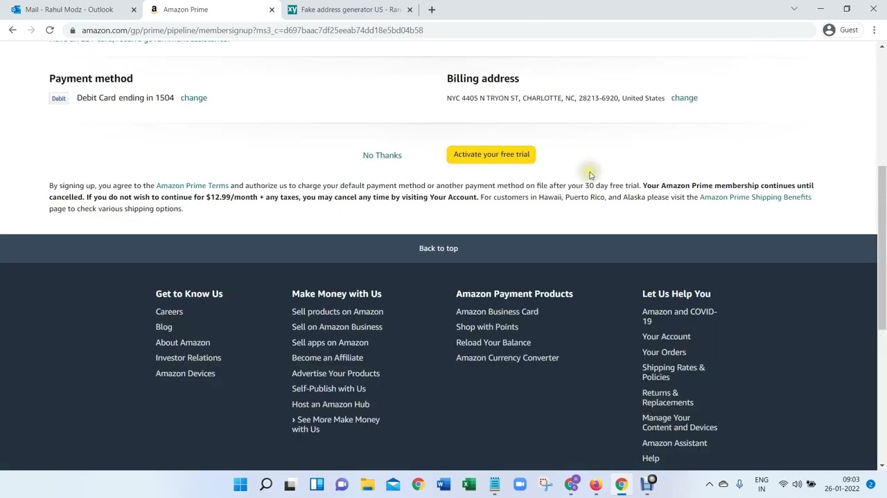 PrimeVideo Making Tutorial 2022 || Amzon.com Bypass || 30 Days Trial USA India || Error Fixed