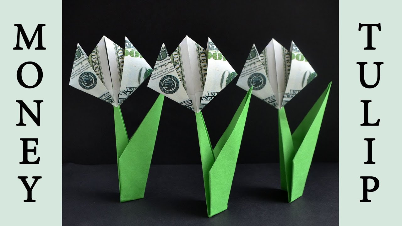 My MONEY TULIP WITH STEM AND LEAF VERY EASY! Dollar Origami