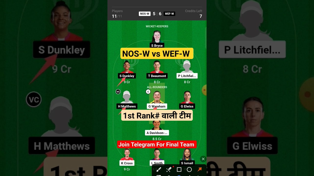 nos-w vs wef-w dream11 prediction, nos-w vs wef-w player stetus, nos-w vs wef-w dream11 today team