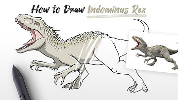 How to draw Indominus Rex dinosaur from Jurassic World movie easy step by step