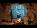 Hiding from a Heavy Rain and Thunderstorm in a Cozy Warm Cave in the Forest  #CaveRainAmbience