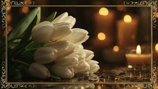 Ivory Tulips by Candlelight 🌷🕯️✨ | Luxury Golden Frame TV Screensaver