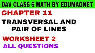 DAV CLASS 6 MATHS CHAPTER 11 TRANSVERSAL AND PAIR OF LINES WORKSHEET 2 | BY EDUMAGNET