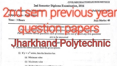2nd Sem previous year Question paper Diploma Engineering Examination ! Jharkhand Polytechnic ! JUT