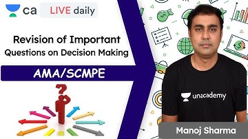 Revisionary of Important Questions on Decision Making | AMA/SCMPE | CA Final | Manoj Sharma