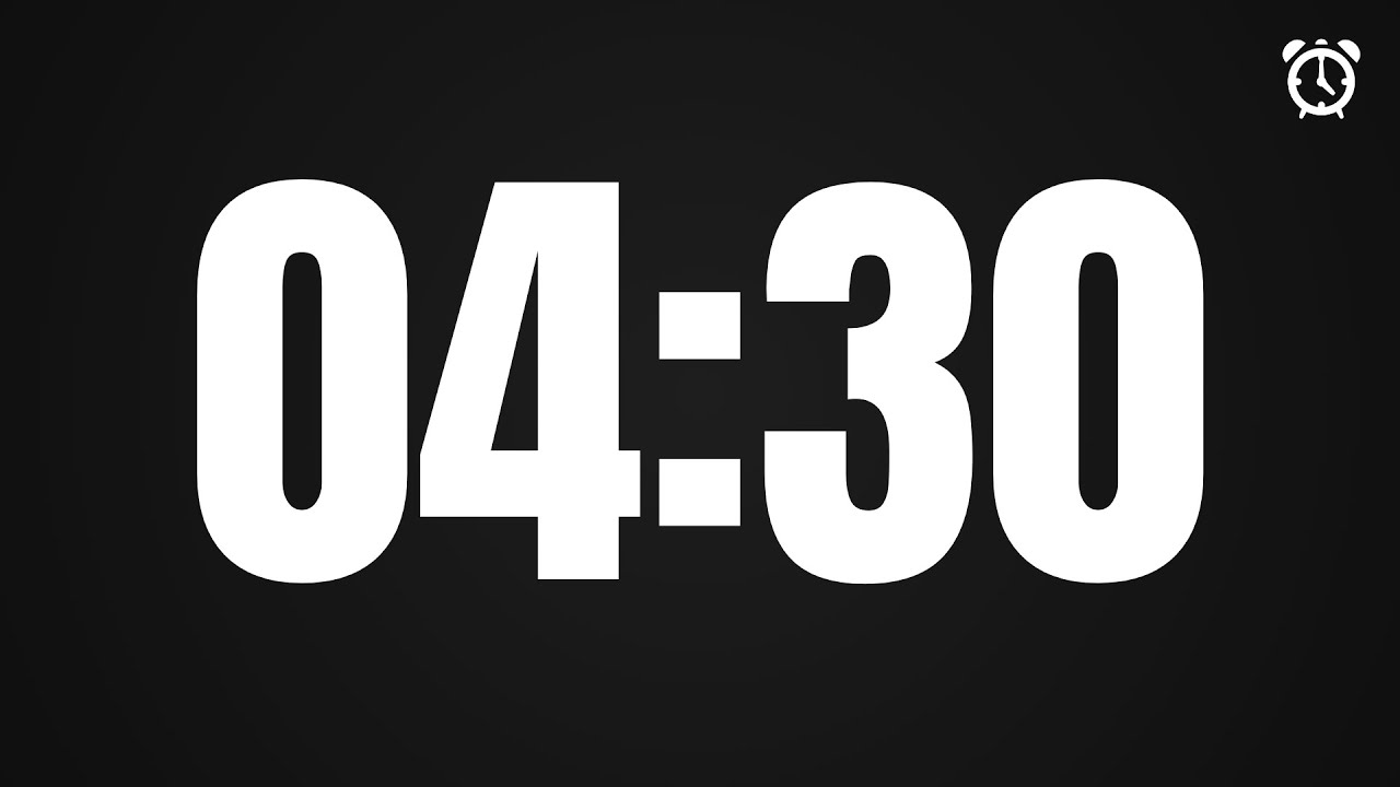 4:30 Minute Countdown Timer | 270 Second Timer Clean Minimal 4K UHD ...