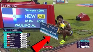 Watch: Paulino Sets New Meeting Record! Wins Women's 400m at Doha Diamond League 2026 - Result