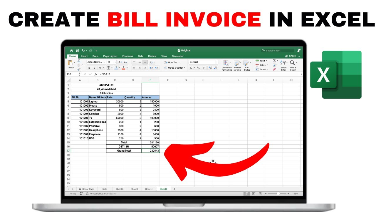 How to Create Bill In Excel | Billing In Excel