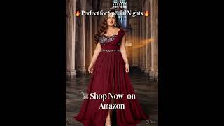 Luxury Burgundy Gown ❤️ | Perfect Glam Look! #fashion #reels #shorts #model#amazonfashion #ootdguide