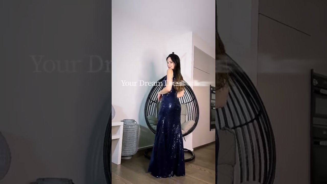 HEBEOS-Sheath/Column Sequins Ruched V-neck Sleeveless Floor-Length Dresses