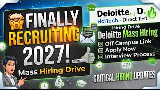 Full 🤯Finally Deloitte Mass Hiring Started | HclTech - Direct Test Hiring - 28 Sep | Off Campus Guide
